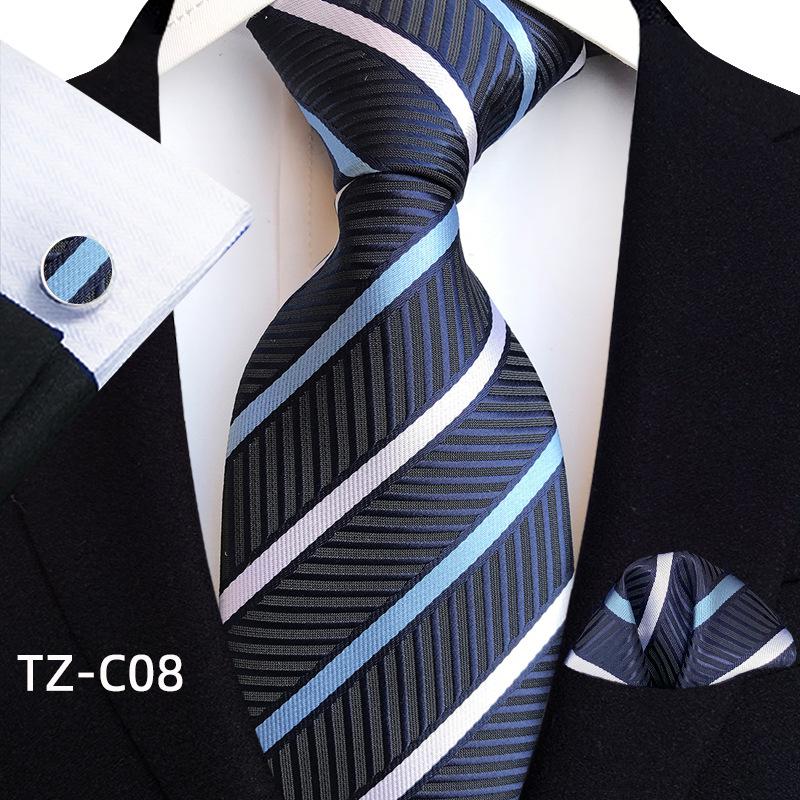 Men's Black Business Tie Gift Set: Striped & Plain Ties, Pocket Square, Tie Clip