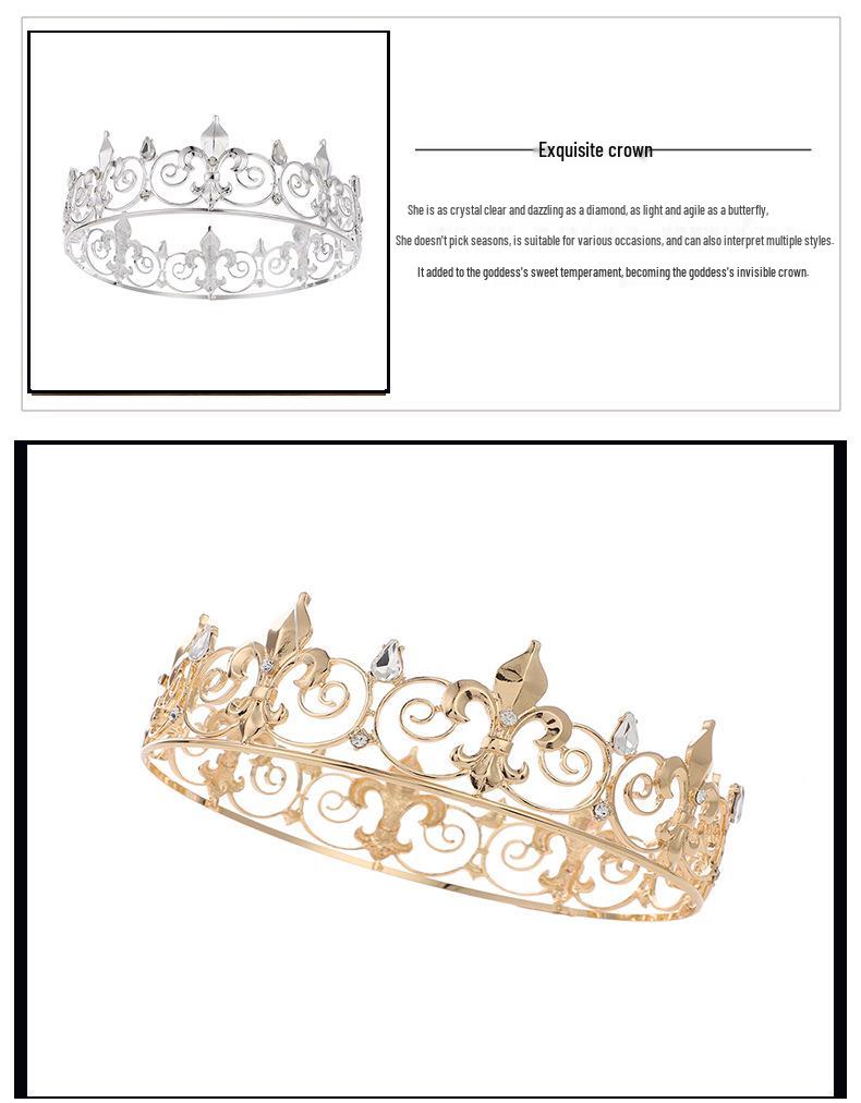 Europäische und amerikanische Barock Strasslegierungskrone für Männer und Frauen - Party- und Abschlussball-Kopfschmuck