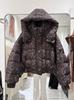 New trendy brand leopard print short down jacket women's hooded high-waisted pendulum is not bloated and thickened white duck down jacket