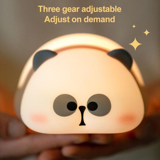 Luce Notturna Per Bambini A Forma Di Panda - LED Ricaricabile USB, Morbido Silicone, 7 Colori E Timer - 3