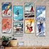 Ski Poster Metall Blechschilder Skipiste Schlitten Winter Skifahren Sport Metallplatte Vintage Wanddeko Geschäft Ski Club Wohnzimmer Zuhause
