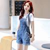 Korean Denim Suspenders Shorts Women's Overalls Retro Jeans Loose Students Casual Pocket Embroidery Braces Pants Ladies Summer