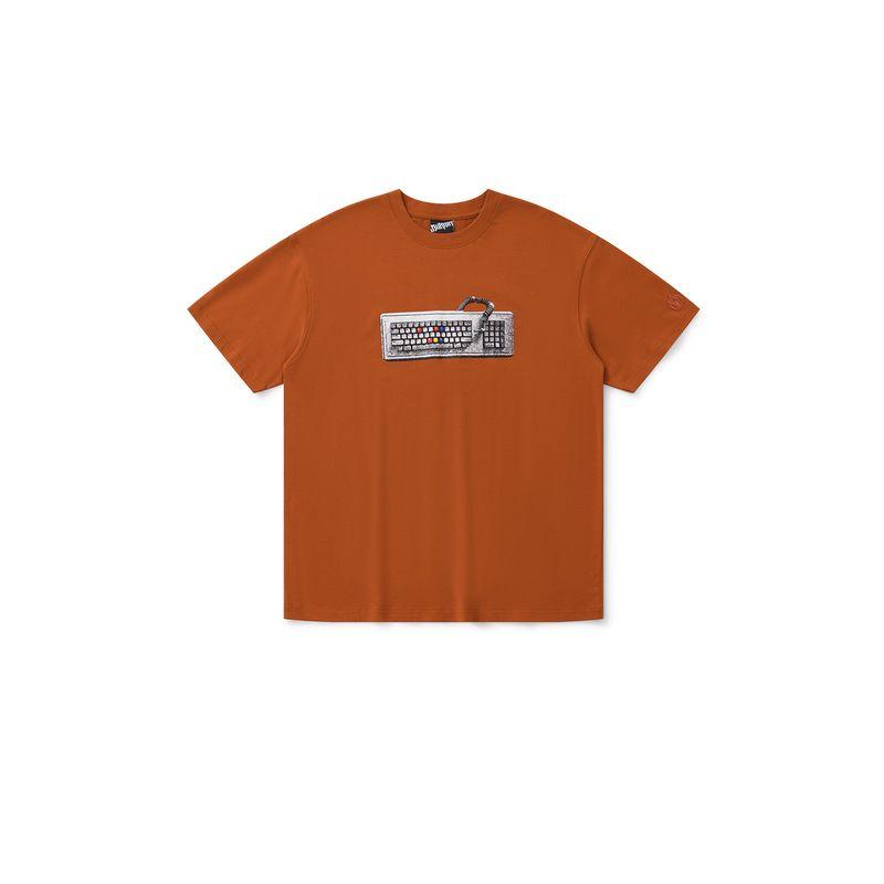 Burnin*'White Night Chasing Light' Keyboard Sampling Print Short-Sleeve T-Shirt Trendy Loose Fit Top