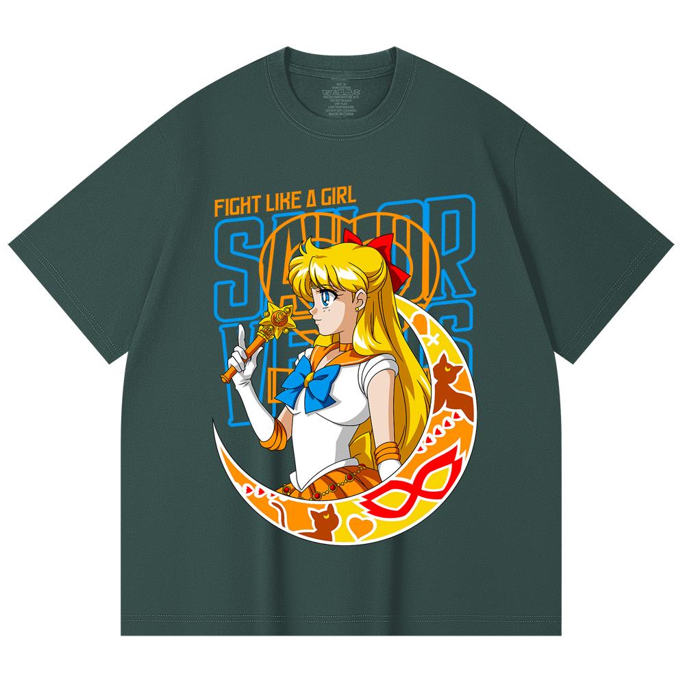 230 Gsm 100% Cotton Sailor Moon V5 Venus Print Unisex Heavy Cotton T Shirt