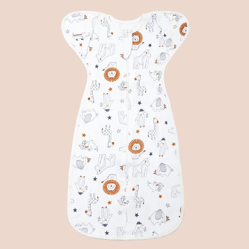 Baby Cotton Swaddle Blanket Newborn Sleep Sack Wrap Arms Up Design Stretchable Sleeves