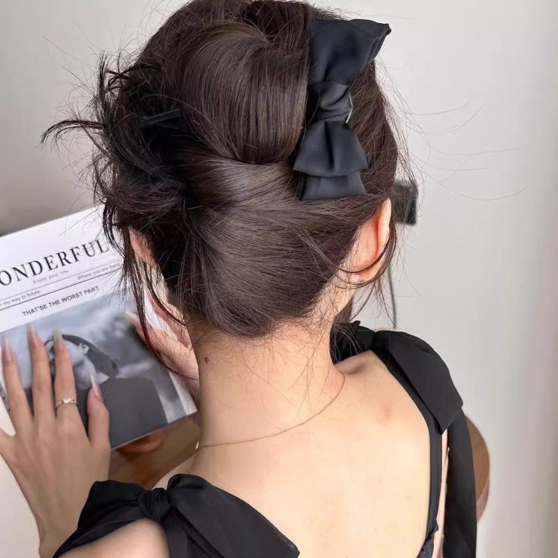 Women'S Bow U-Shaped Hair Clip Suitable For Girl Daily Wear Accessory Elegant Black Boutique Hairpin Hair Accessory