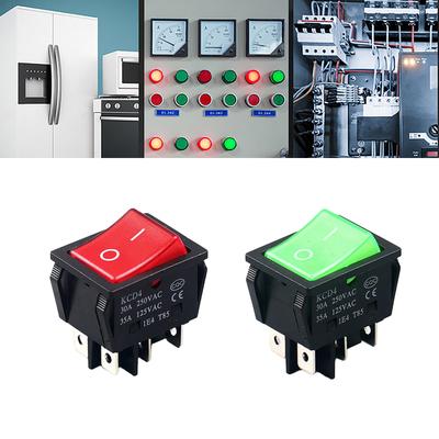 30A 250VAC Marine Boats Rocker Switches 6 Pins 2 Position Rocker Toggle Switches LED Light Rocker Switches for Car Boat
