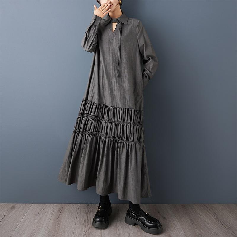 

Платье женское черное винтажное больших размеров с длинным рукавом новое весна осень повседневное свободное серый