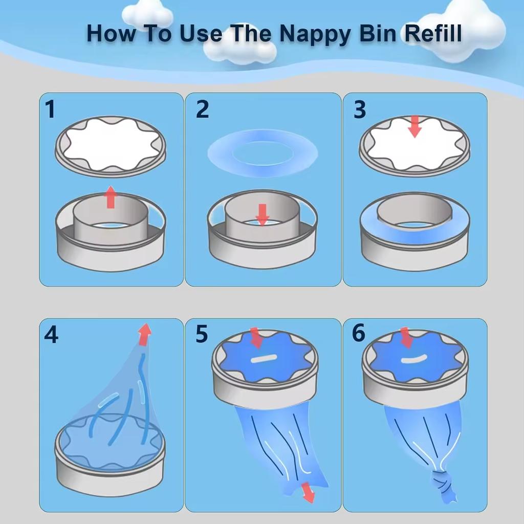 Windeleimer Nachfüllbeutel für Sangenic Tommee Tippee für Genie für Angelcare für Munchkin Unparfümierte Ersatzbeutel Tommee Tippee