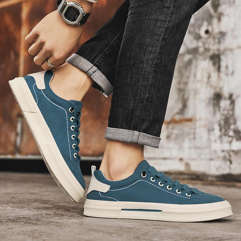 Fashion 2025 New Trendy Men's Casual Sports Shoes Korean Edition Fashion Board Shoes Canvas Shoes Commuter Shoes Green Black Student