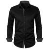 Herren Langarm Polka Dot Patchwork Freizeit Hemd