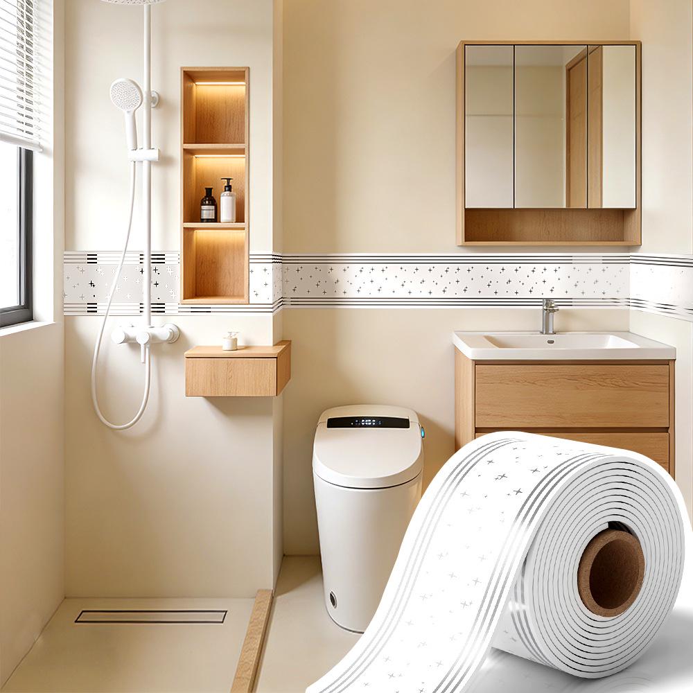 Thickened Waterproof PVC Self-Adhesive Tile-Look Baseboard Sticker