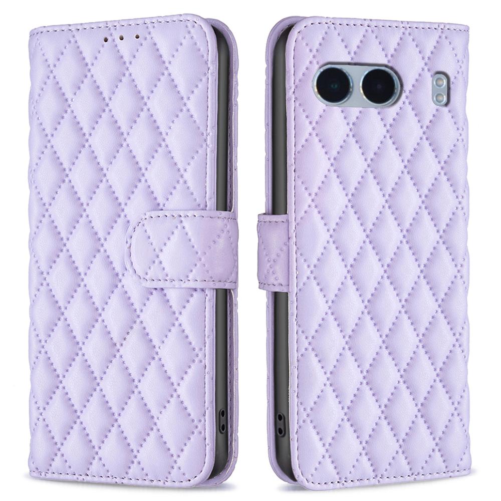 

BINFEN COLOR BF Style-14 Для OnePlus Nord 4 Чехол Ромбовидный Кожаный Чехол-Подставка для Телефона Purple