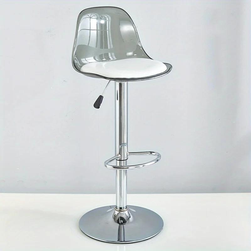 Acrylic Bar Chair Home Office Chair High Stool Lift Chair Back Transparent Telescopic Front Desk Cashier Bar Stool Furniture