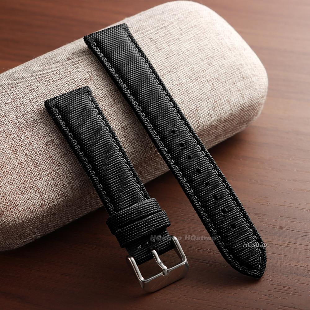 

20mm 22mm Premium Sailcloth Watch Band Two-Sided Nylon Soft Strap Military Sport Bracelet for Seiko Quick Release Wristband 22mm чорний