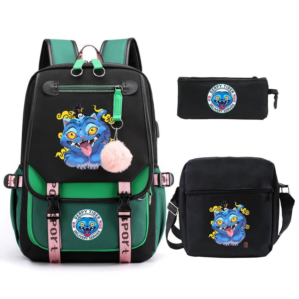 Witch Hunters Cartoon Peripheral Printing Children's Backpack Cross-border New Student School Bag Three-piece Shoulder Bag Pencil Bag