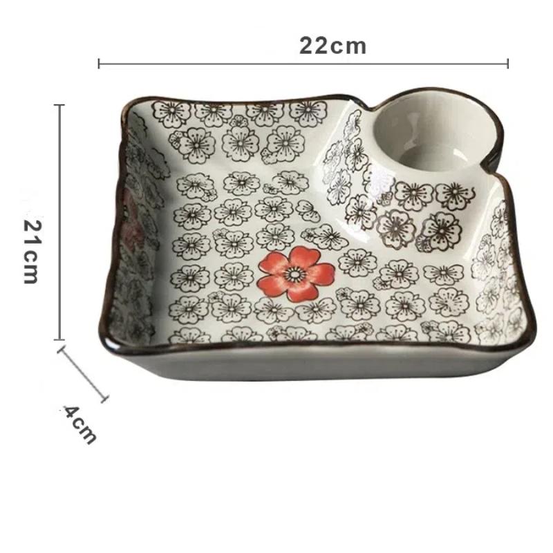 

Японская керамическая миска для пельменей, встроенная емкость для соуса – тарелка для суши и поднос для десерта для кухни и обеденного стола Size L-A