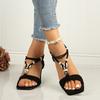 Plus-size High-heeled Sandals Women's Shoes with Elastic Bands and Thin Heels Flip-flops
