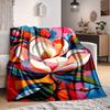 1pc Floral Abstract Print Blanket   Lightweight Flannel Throw Blanket For Sofa, Bed, Living Room, Office, Outdoor Travel, Camping