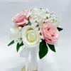 Custom European Simulated Rose Bridal Bouquet for Weddings, Photography, and Valentine's Day