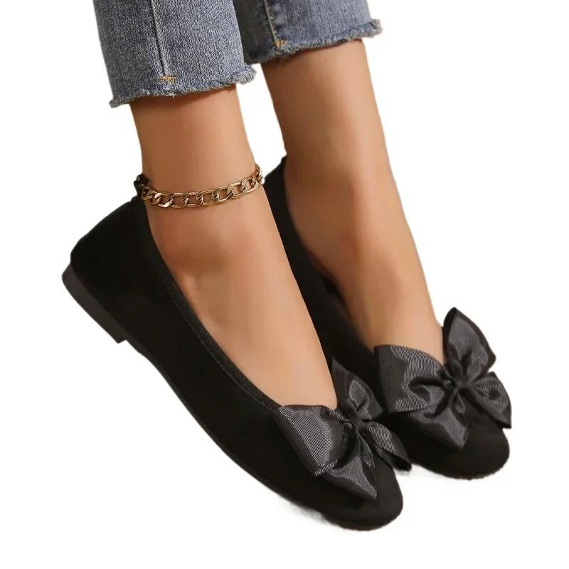 Fashion Women's Flats Outdoor Daily Flats 2025 Hot Sale Shoes Female Basic Women Bow Tie Round Toe Slip On Soft Bottom Ladies Shoes