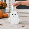 Small Gift Sacks for Classroom Prizes Halloween Ghost Cardboard Bag, Cute Candy Goodie Bags Foldable Trick or Treat Totes with Handle Birthday, Party