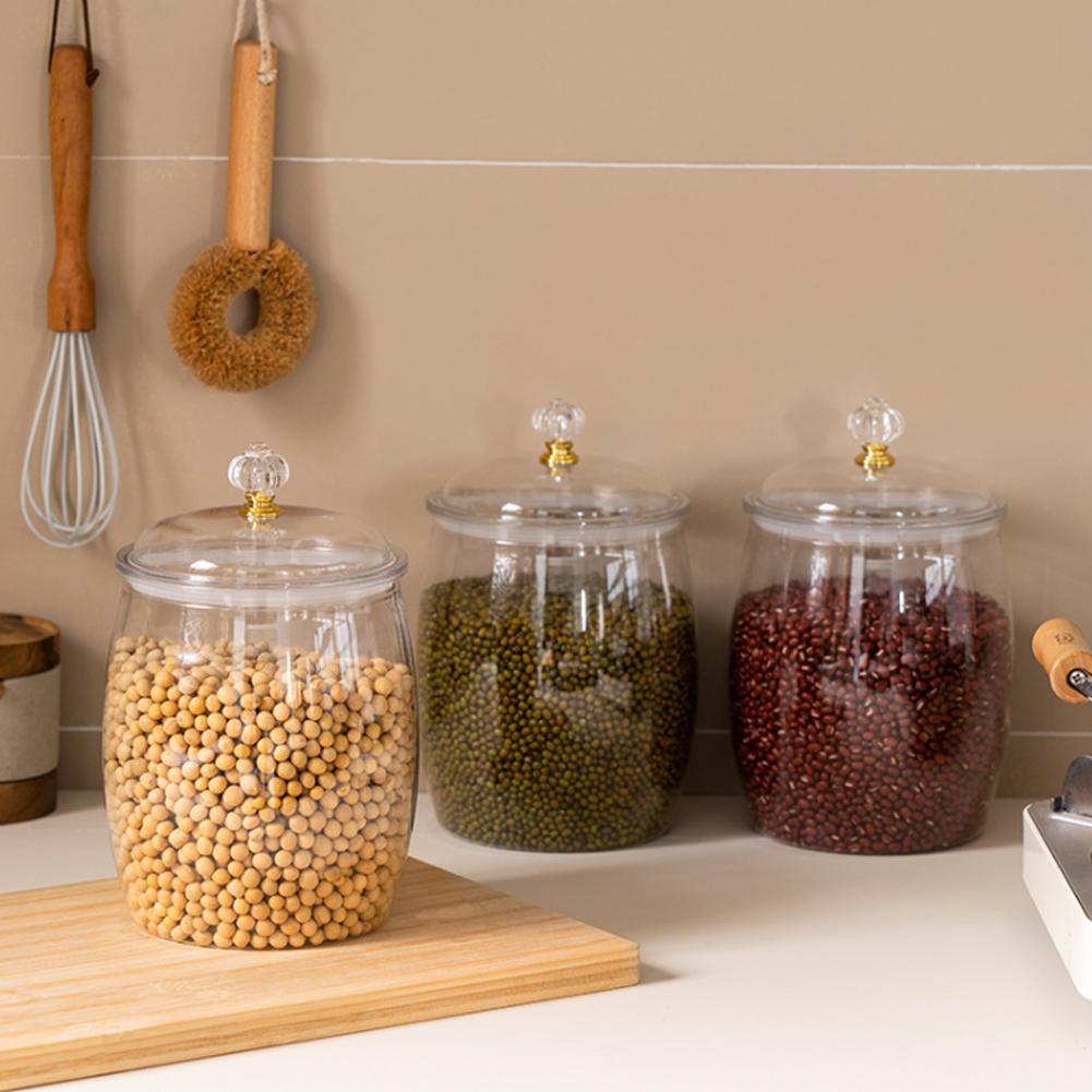 1pc Flour Grains Candy & Cookie Plastic Jar Hard And Smooth Pot With Lids Clear Airtight Food Storage Canister