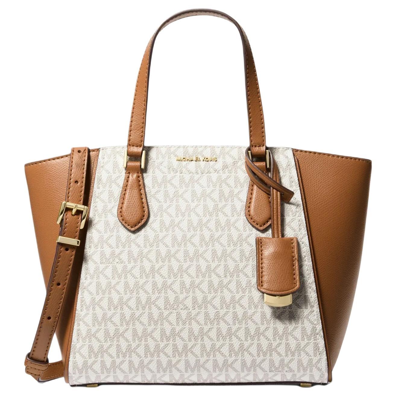 

Michael Kors Taryn Logo Print Faux Leather Shoulder Crossbody Handbag Small Women handbag Vanilla-White Acorn-Brown 32F4GTBC1B-VANILLA/ACRN Basic Set (Bag+Dust Bag)