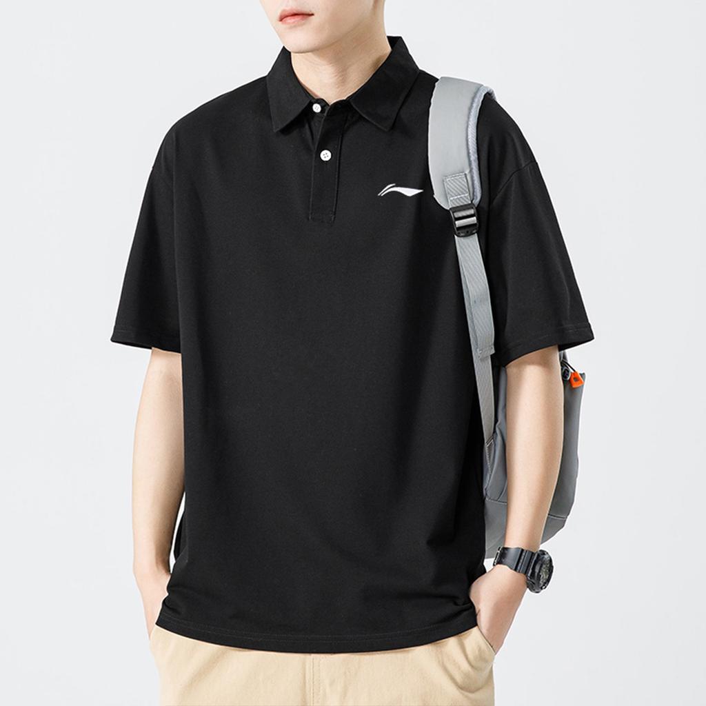 Li Ning Table Tennis Collection Casual Sportswear Men's Black Short Sleeved Shirt+Black Shorts APLU751-1+AKSU747-1