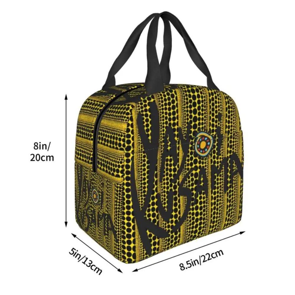 Custom Yayoi Kusama Abstract Art Resuable Lunch Boxes for Women Waterproof Thermal Cooler Insulated Lunch Bag Kids School