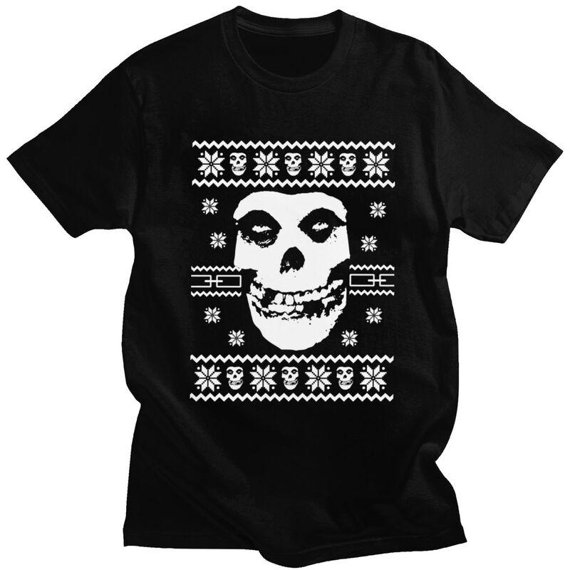 Custom Male Horror Punk Rock Misfits SKull T Shirts Short Sleeves Cotton Tshirt Streetwear Tshirt Casual Tees Slim Fit Clothes