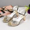 Fashion Summer High Heels Sandals Women Heeled Shoes Peep toe Fashion Brand Women Sandals Casual Lady Heels 6cm Gold Silver