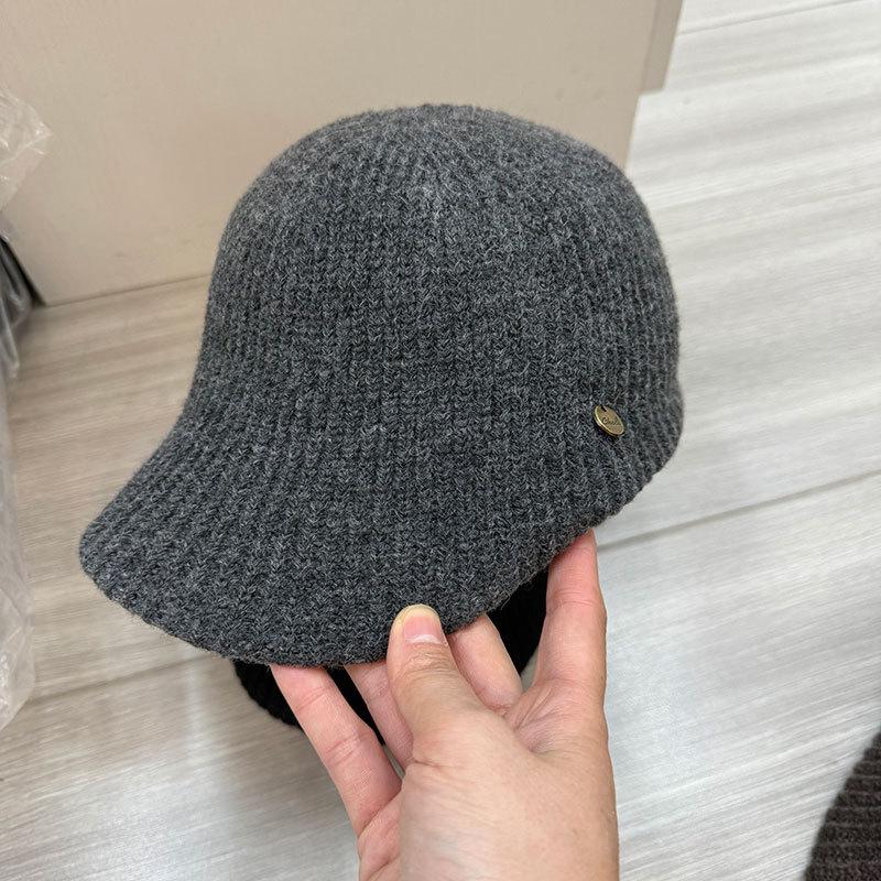 Korean Internet celebrity temperament metal standard equestrian cap winter wool knitted thermal cap casual versatile baseball cap