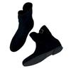 Bottes ankle en daim style coréen Automne/Hiver 2025 avec talon caché et boucle - Bottines Chelsea à enfiler pour femme à talon moyen