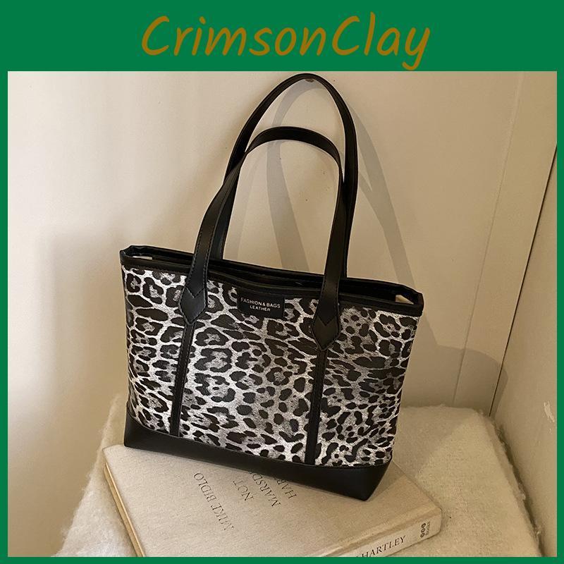 And Modern Elegant Color Block Tote Bag For Women Featuring Chic Leopard Print And Zipper Closure
