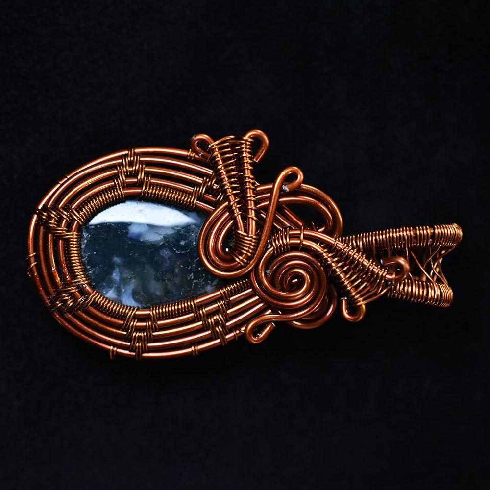 Quality 61.75 ct Natural Jasper Pear Cut Copper Wrapped Pendant Gemstone Jewelry Gift