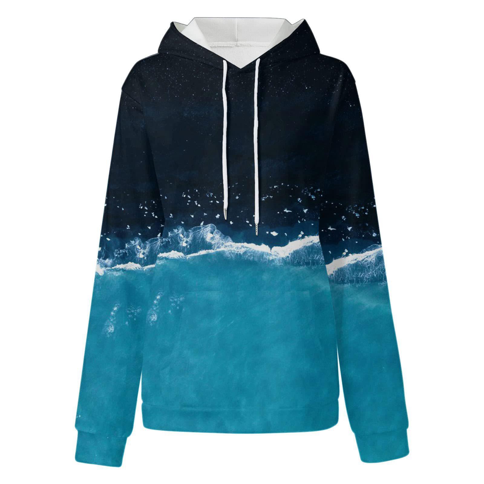 

Осенне-зимняя женская толстовка с капюшоном и 3D принтом, свободные пуловеры с карманами на плечах 4XL