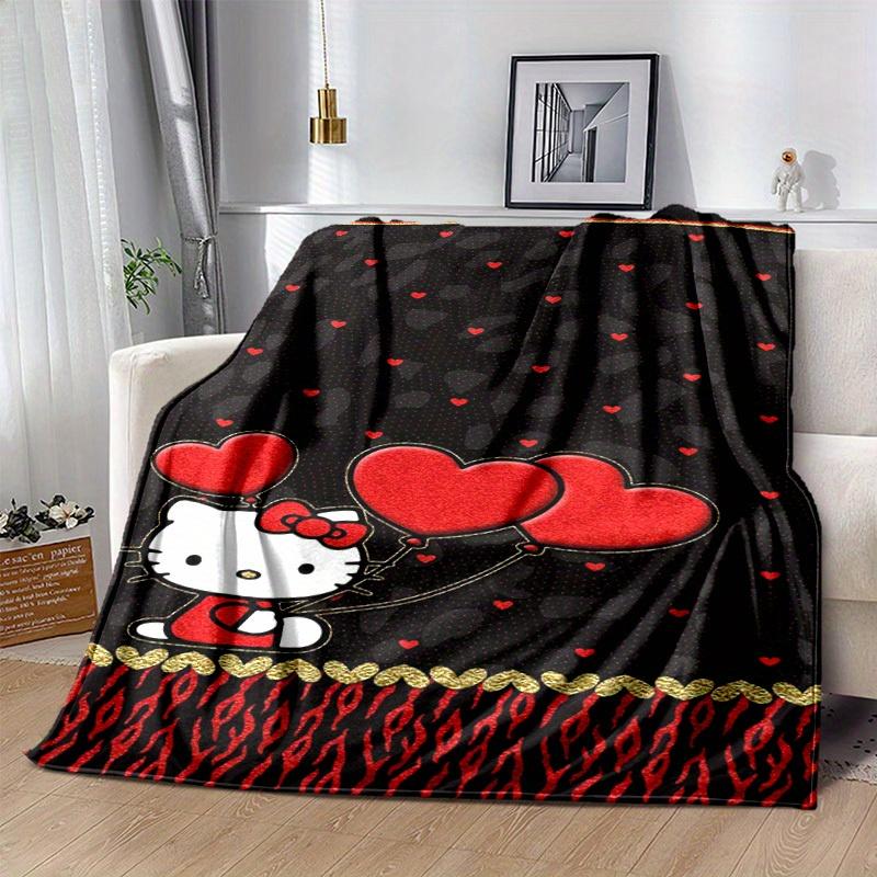 1pc. Hello Kitty Red Heart Balloons Patterned Blanket - Perfect for Home, Office, Outdoor Use, Gift Idea, Suitable for All Seasonsz041746