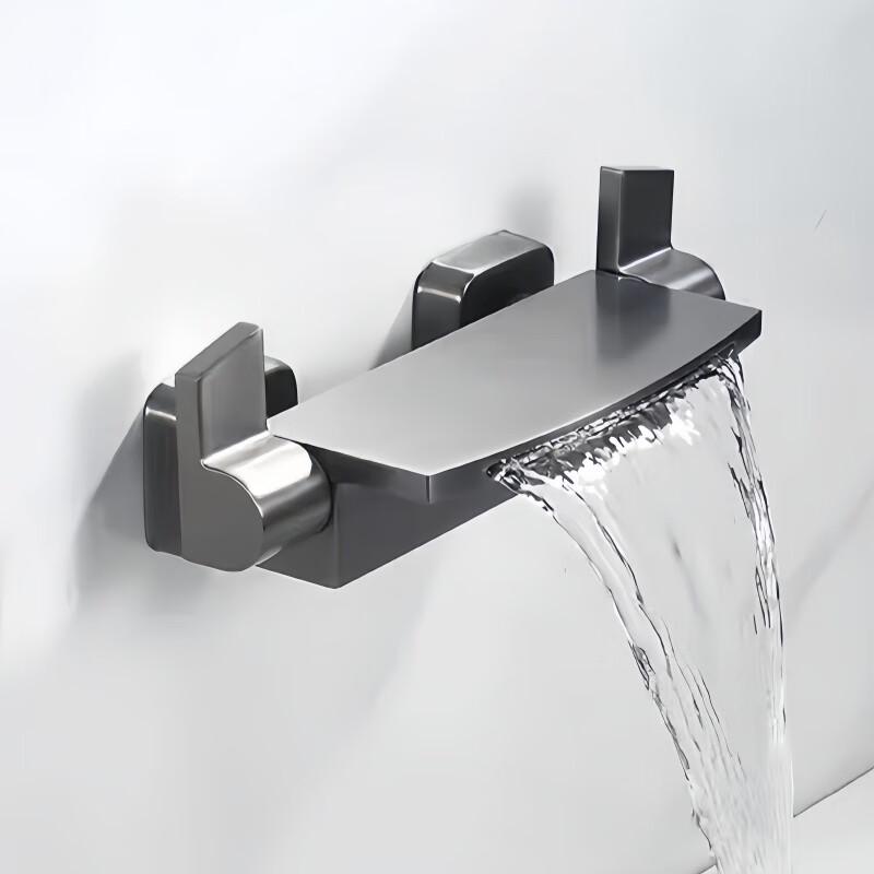 Luxury Gunmetal Grey Wall-Mounted Bathtub Faucet