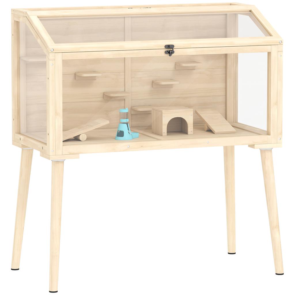 Hamster Cage, Dwarf Hamster Enclosure, Small Animal Hutch with Accessories, Water Bottle, 110 X 52 X 101 Cm, Wood, Plastic