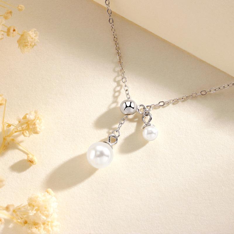 Pearl Tassel Necklace Women'S Light Luxury High Sense Can Pull French Retro Simple Pearl Necklace Women Premium