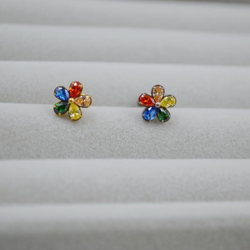 G23 Titanium Flower Diamond Inlay Lip & Tragus Piercing Stud