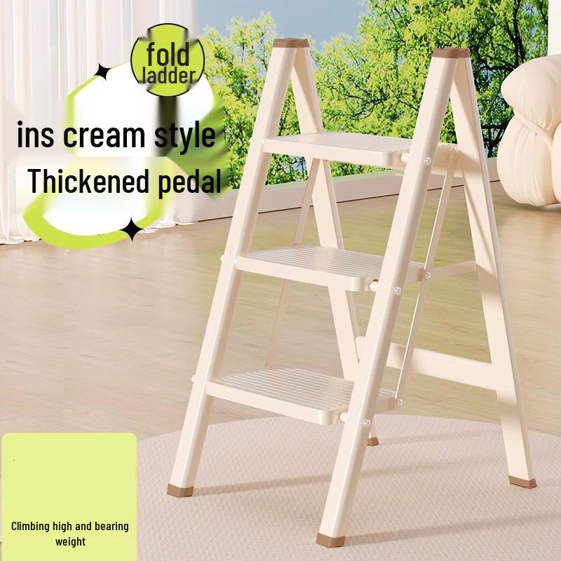 Housewarming Thickened A-Frame Folding Ladder with Enlarged Red Pedal for Safety