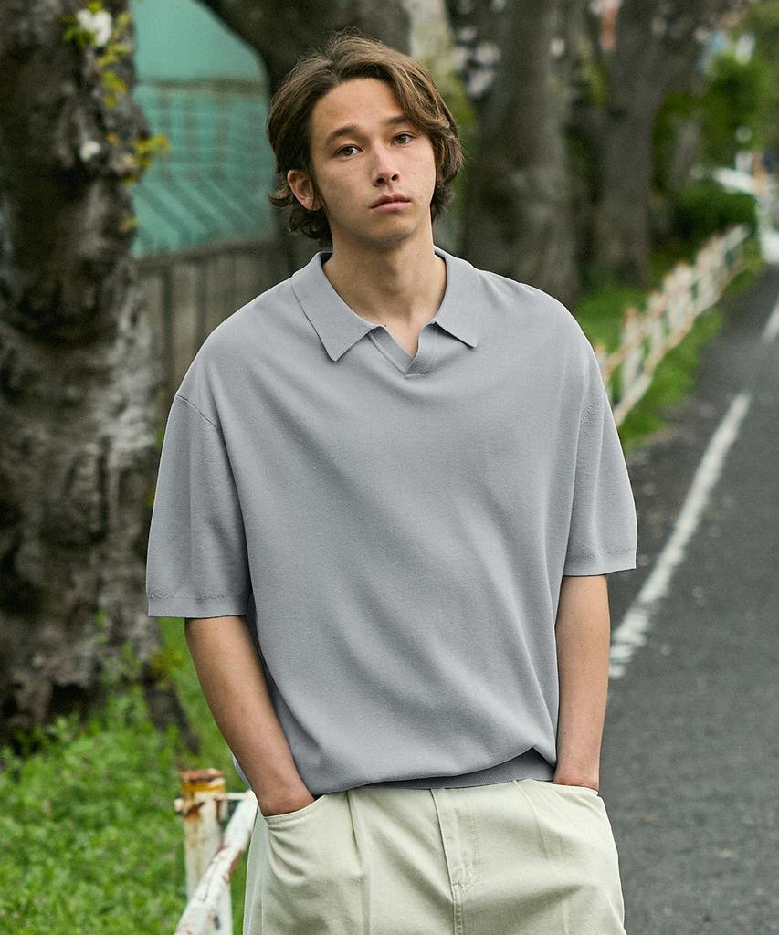 MINIMALPROJECT Linen-Like Cool Dry Open Collar Knit Mnt108 / 6 Colors