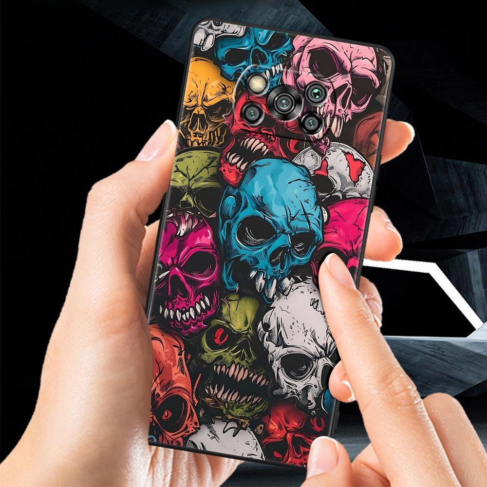 Skeleton Skull Phone Case Cover  for Xiaomi Poco F7 Ultra F6 F5 F4 F3 X6 X5 X4 X3 NFC C51 C55 M4 GT 5G Soft TPU Shell Fundas Bag
