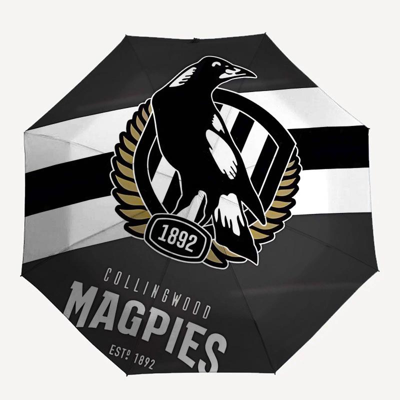 Collingwood Magpies, AFL - Apertura e Chiusura Automatiche, Struttura a 8 Costole Ombrello Portatile, Adatto per Uomini e Donne in Tutte le Stagioni - Perf