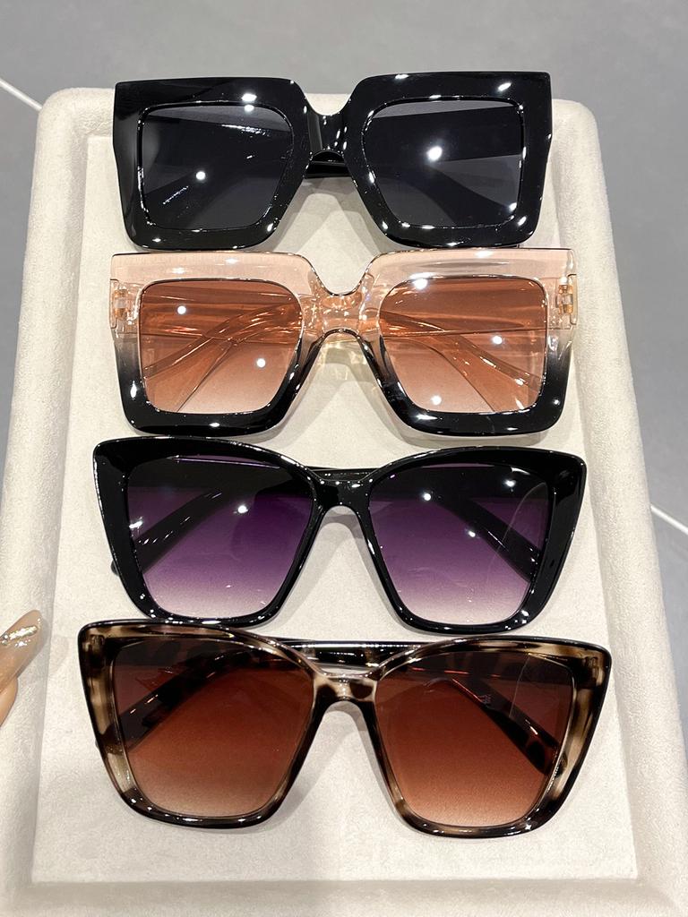 4PCS Classic Fashion Cat Eye&Square Plastic Frame Women Sunglasses For Men Daily Life Shades Eyewear Accessories.