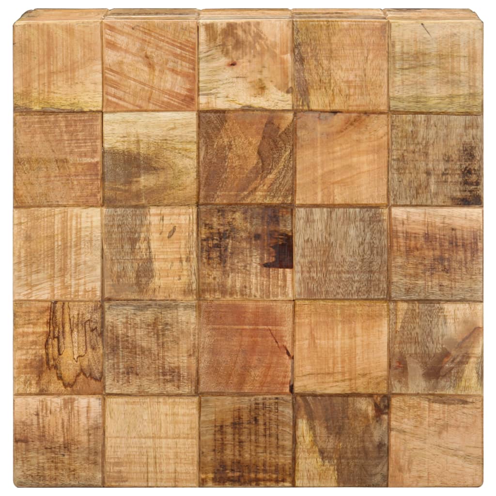 Coffee Tables Set of 2 Block Design Rough Solid Mango Wood