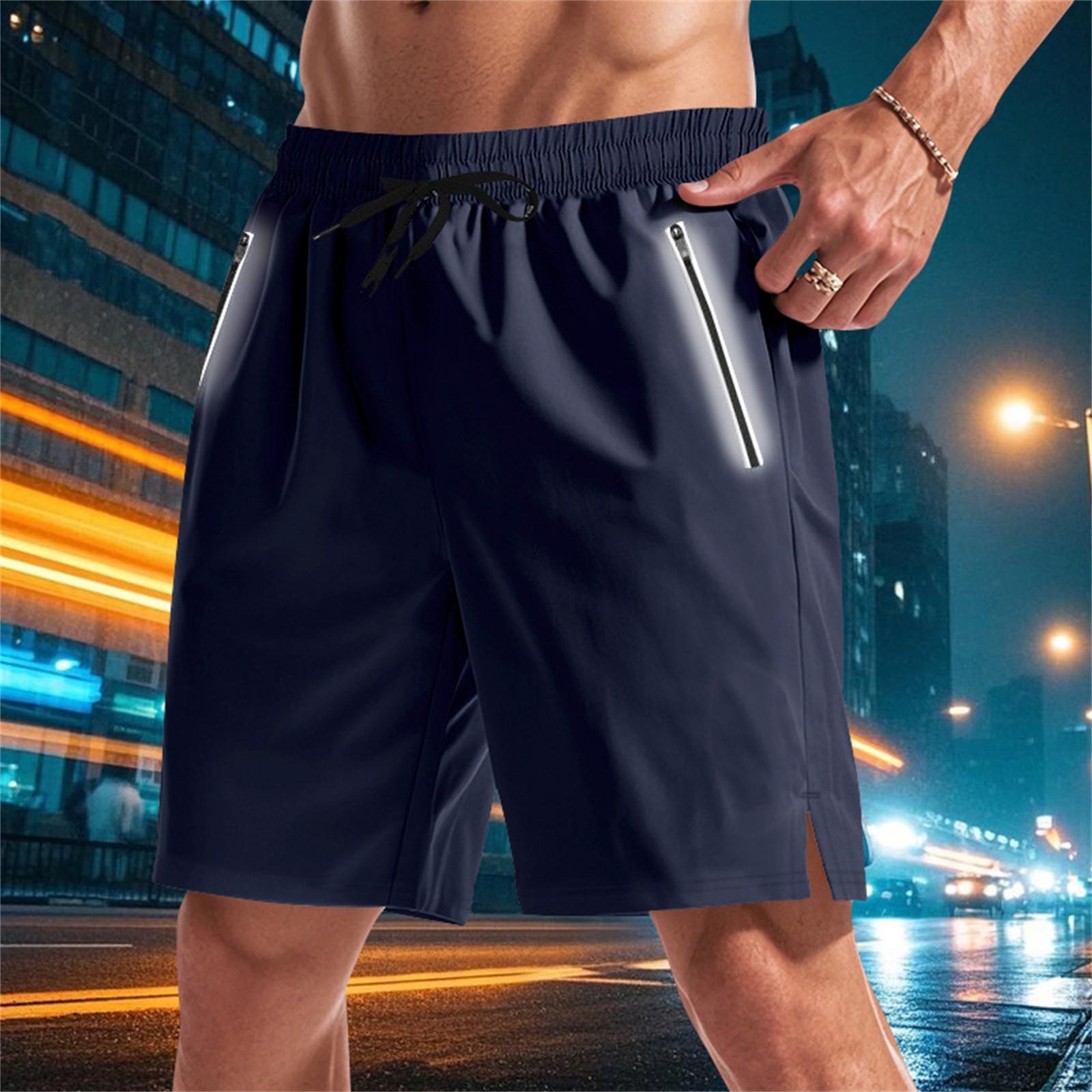 

Мужские микроэластичные свободные шорты для ночного бега, светящиеся в темноте, функциональные, быстросохнущие, для пляжного спорта, повседневные шорты для мужчин M тёмно-синий