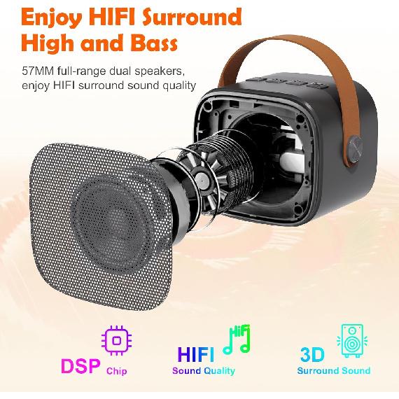 Mini Karaoke Machine for Kids Adults,Portable Bluetooth Karaoke Speaker for Adults Kids with 2 Microphones for 6 7 8 9 10 11 12 Years Old Girls Boys